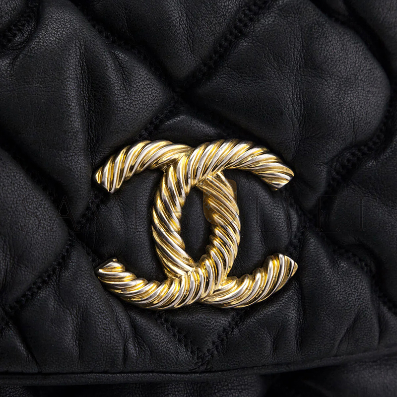 Ch*el bubble large quilted lambskin flap bag 129090 (38*20*10cm)